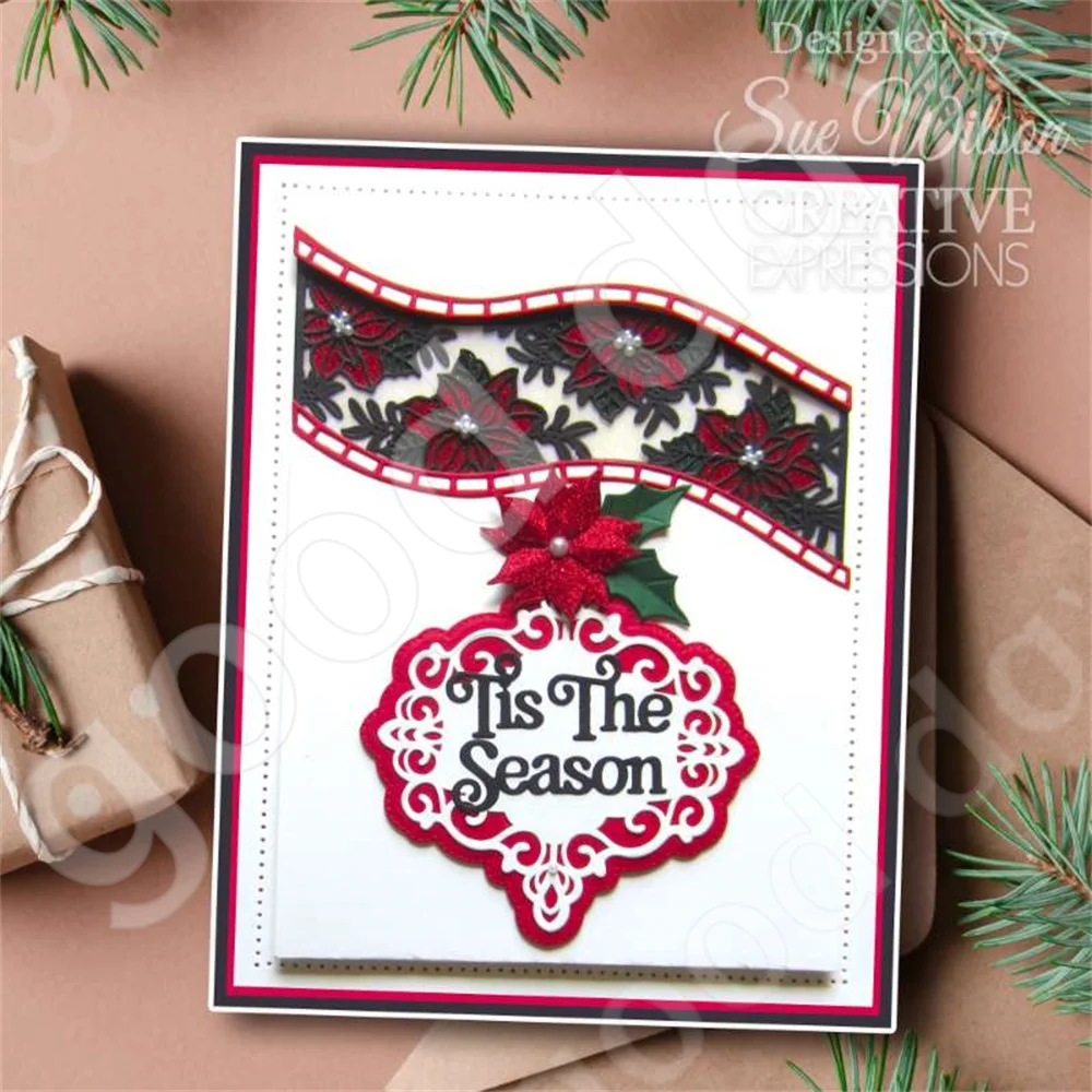 Metal Cutting Craft Dies 2024 One Piece Red Ribbon Wave DIY Scrapbooking Christmas Greeting Card Album Decoration