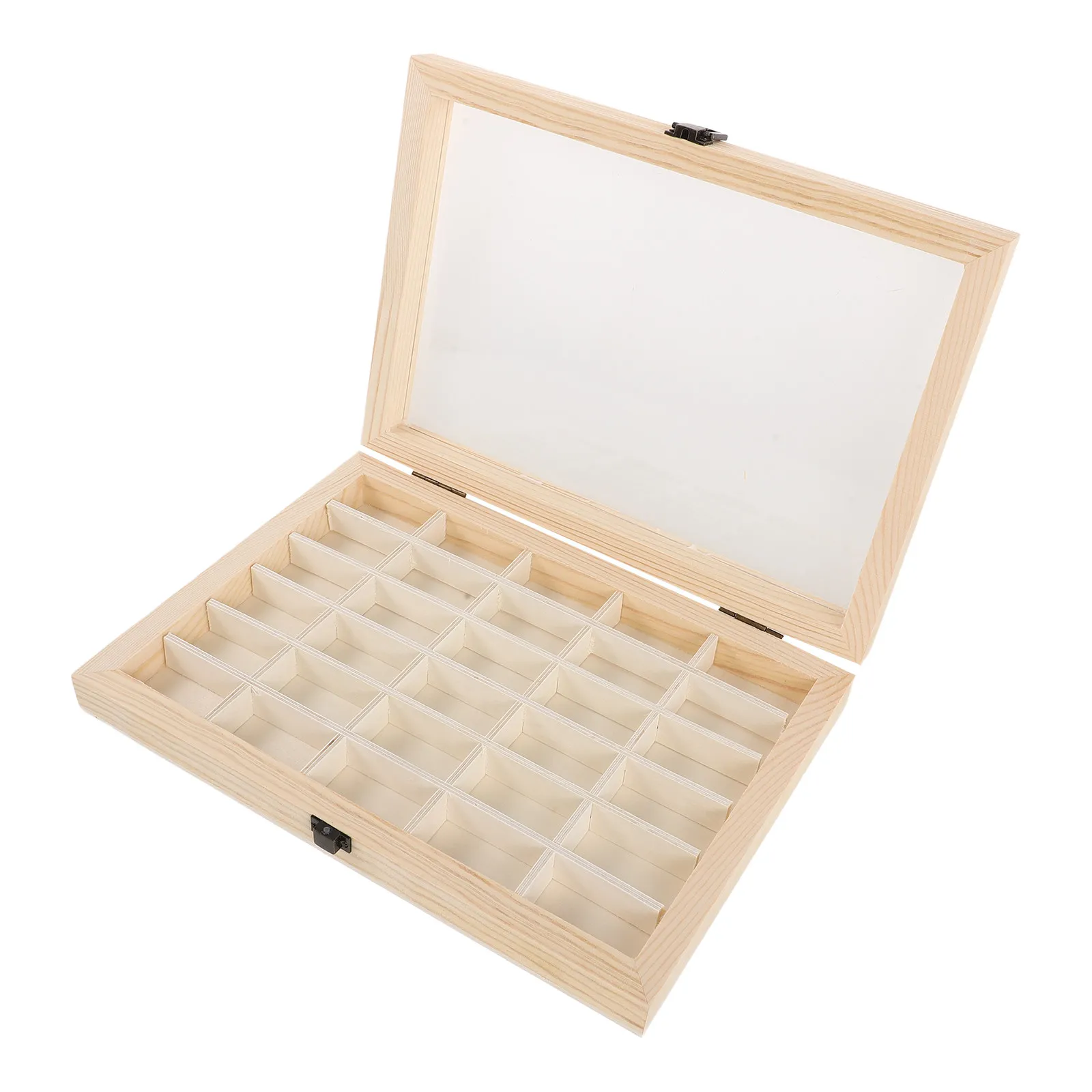Boîte de collection de minéraux en bois, 30 compartiments, couvercle transparent, étui de présentation anti-poussière pour le rangement des cristaux et des spécimens