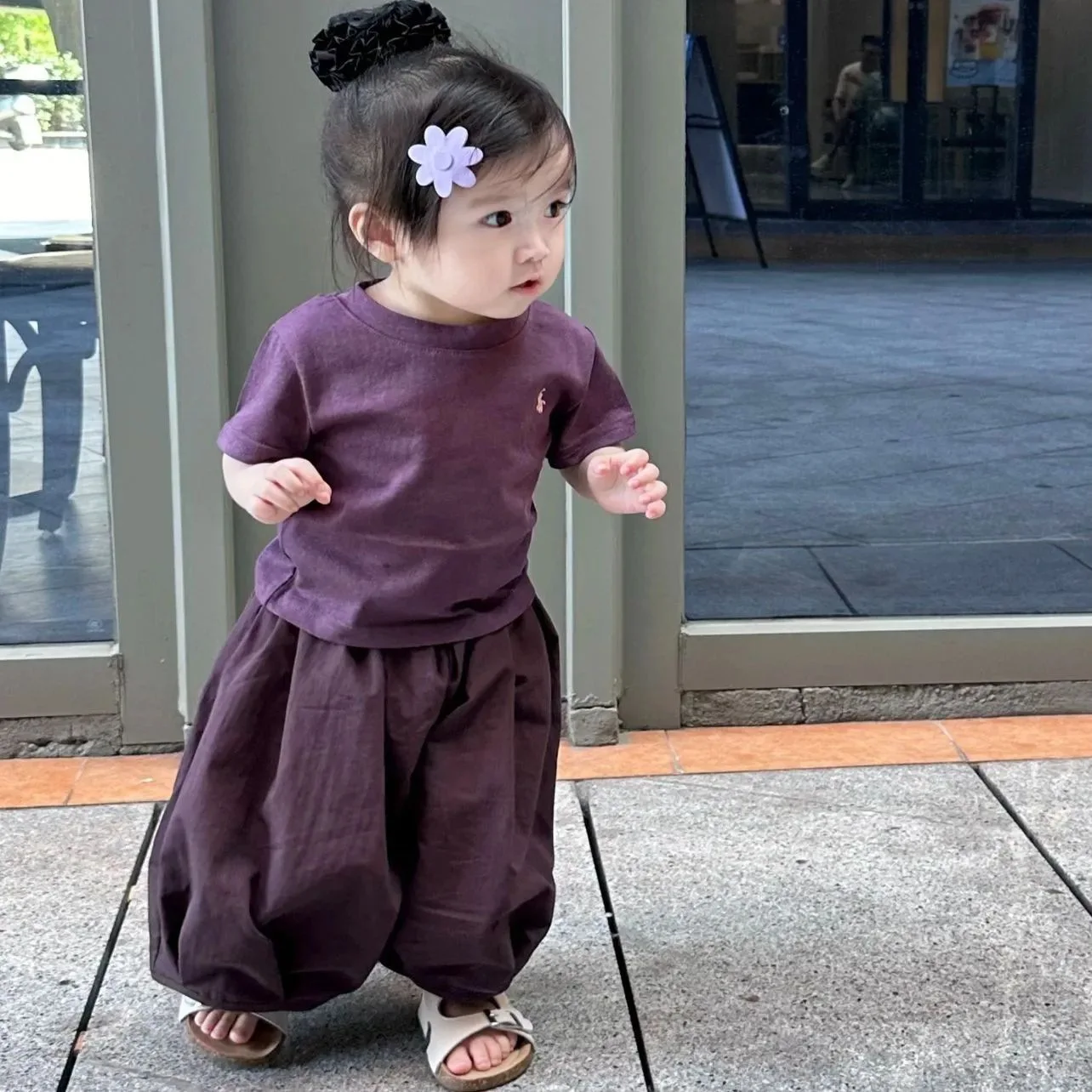 Two Piece Set Children's Summer Loose Lantern Pants T-shirt 2026 New Cute Top Fashion Kids Suit New