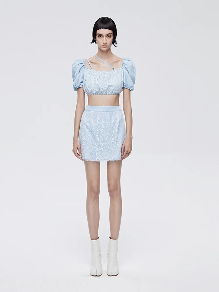 

Комплект Azepam Lace Set Dr Faionable: Модный женский летний костюм для студенток и офиса, юбочный комплект