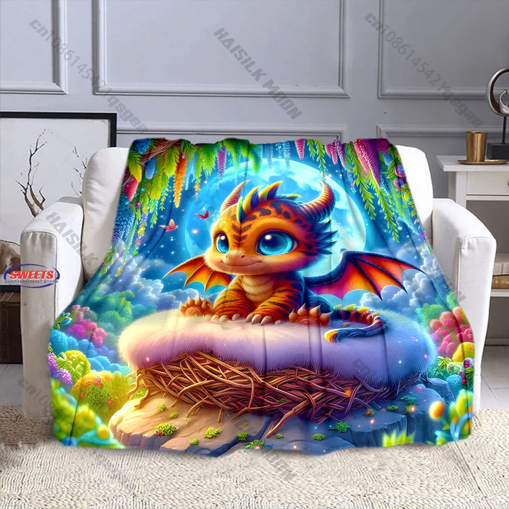 

"Fantasy Dragon Cozy Blanket" Multiple sizes kid's and adults' bedroom living room sofa decor blanket, Exquisite gift
