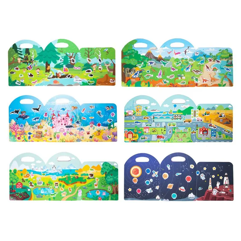 Early Childhood Education Scene Sticker Book Focus Cultivation Quiet Sticker Book Enlightenment Puzzle Cognitive Sticker Book