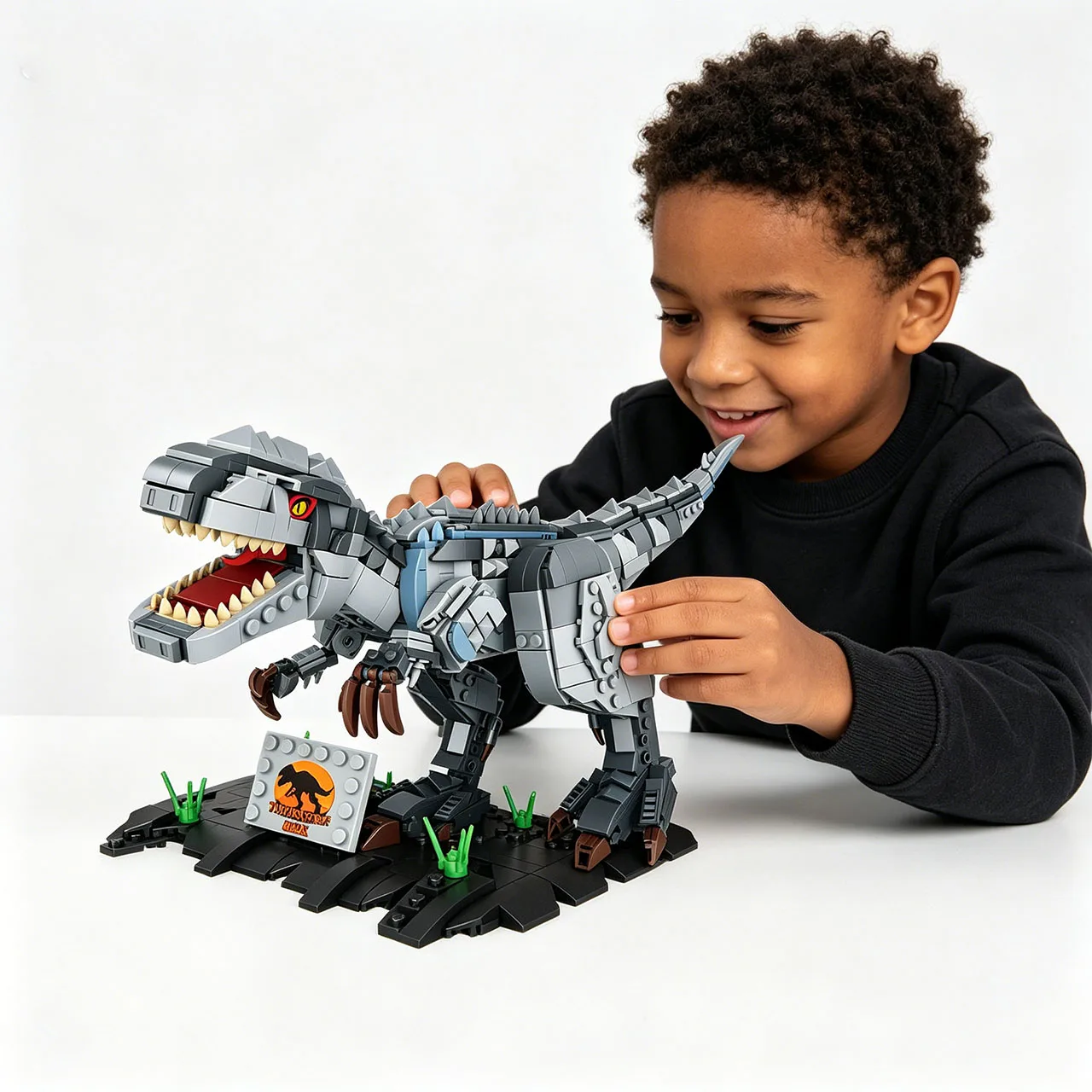 

Cool Jurassic Dinosaurs World Velociraptor Triceratops Indominus T-Rex Model Assemble Building Blocks Toys For Children Boy Gift