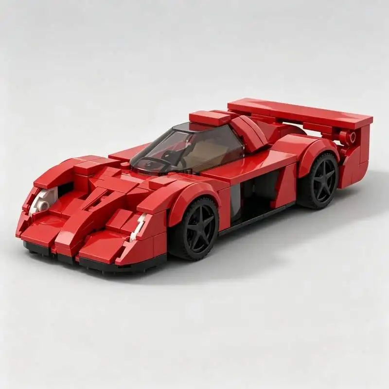 275PCS Red Racing Sports Car Building Blocks High Performance Vehicle Model DIY Assembly Roadster Desktop Display Collection Toy