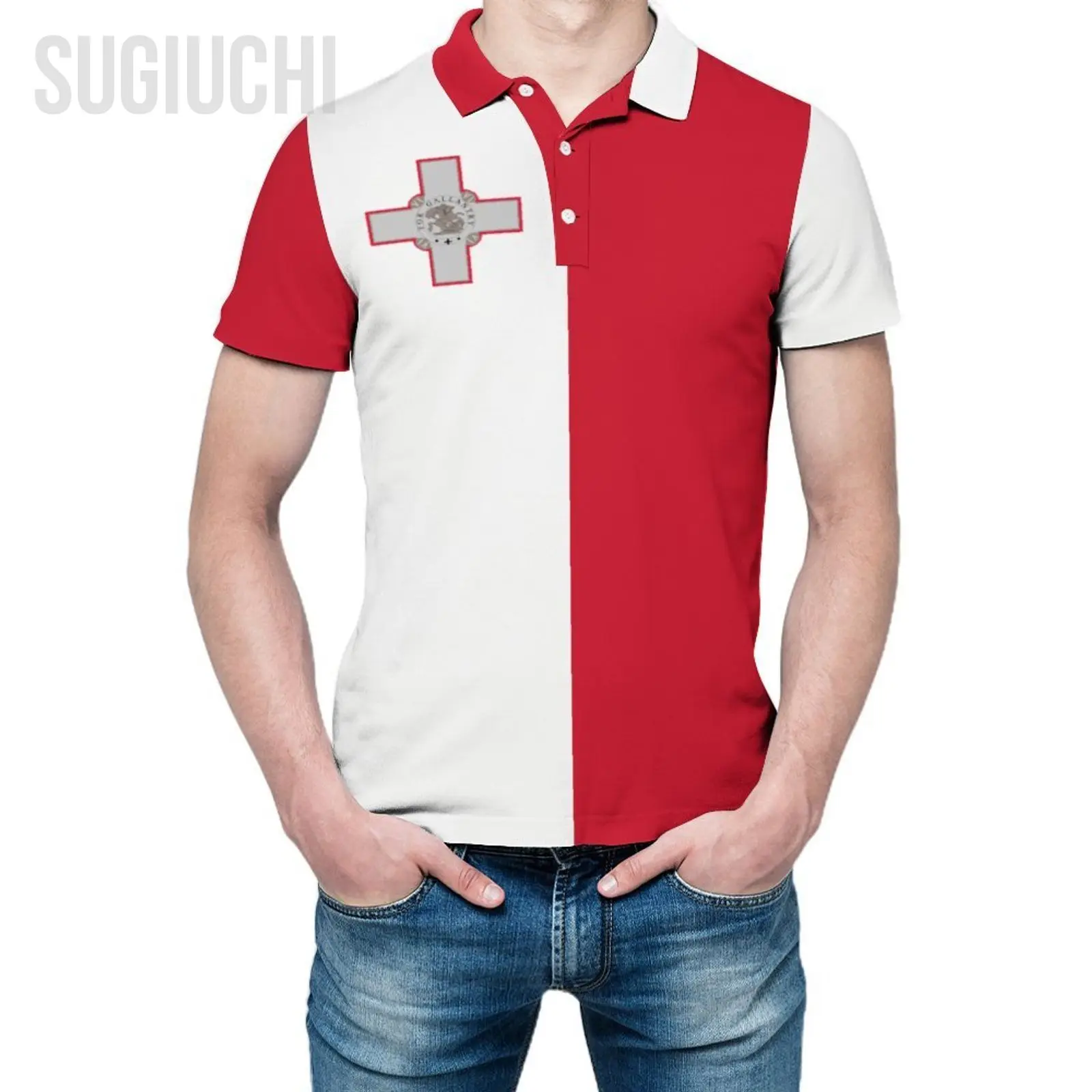 Unisex Polo Shirt Malta Flag 3D Print Man Polo Fashion Clothing Tracksuits Short Sleeves