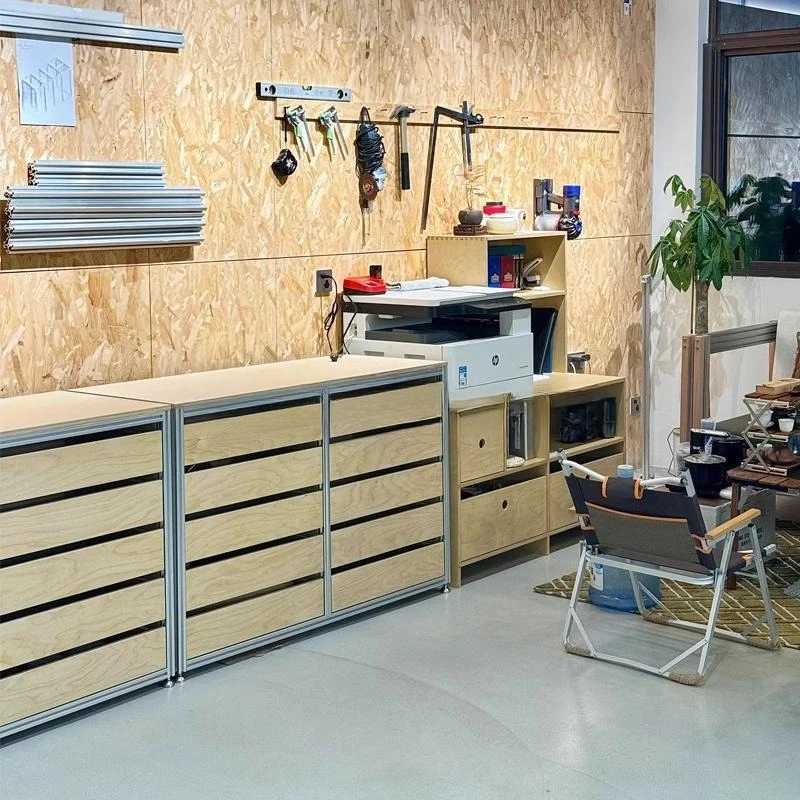 

Floor-to-ceiling birch multi-layer storage cabinet Industrial wind aluminum profile storage cabinet Simple marine