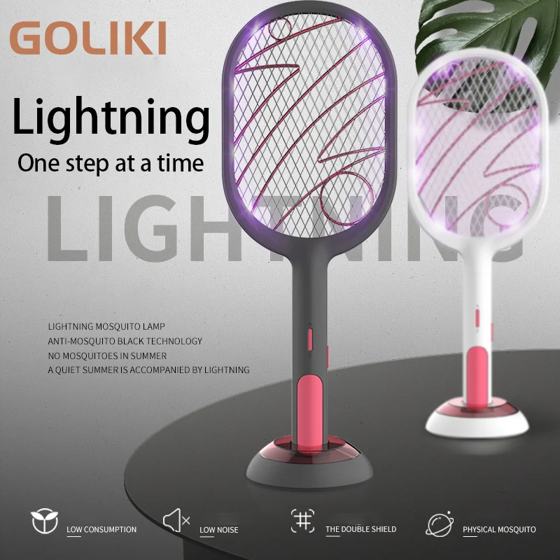 Electric Shock 2 in 1 Mosquito Killer LED Trap Flies Swatter USB Rechargeable 3000V Household Eable Bug Zapper Mosquito Trap