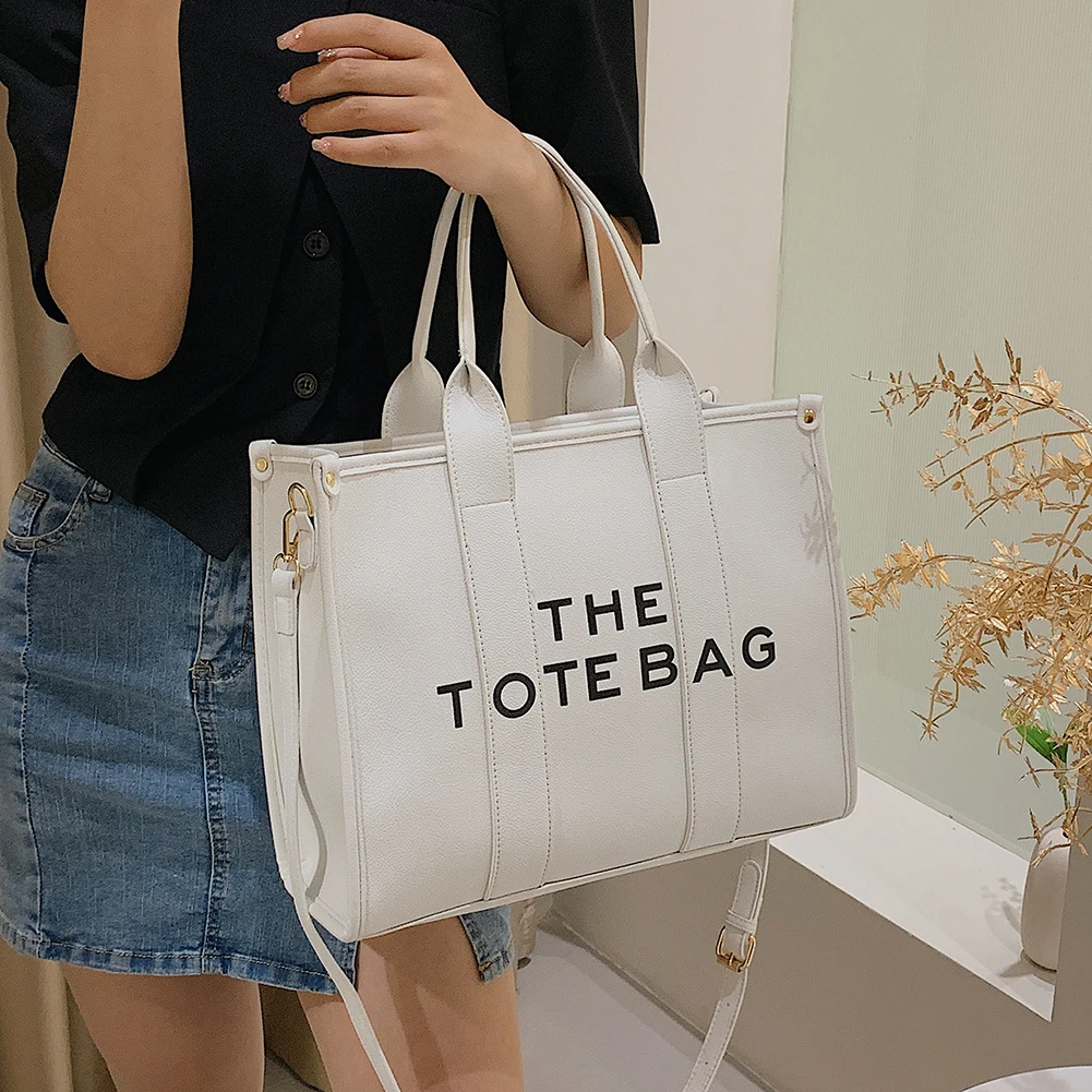 Letter Printed Shoulder Bag Fashion Shopping Bag Large Capacity Simple for Work