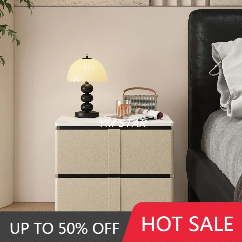 Aesthetic Trendy Nightstand Modern Luxury Nordic Vintage Storage Display Nightstand Comodino Bedroom Furniture