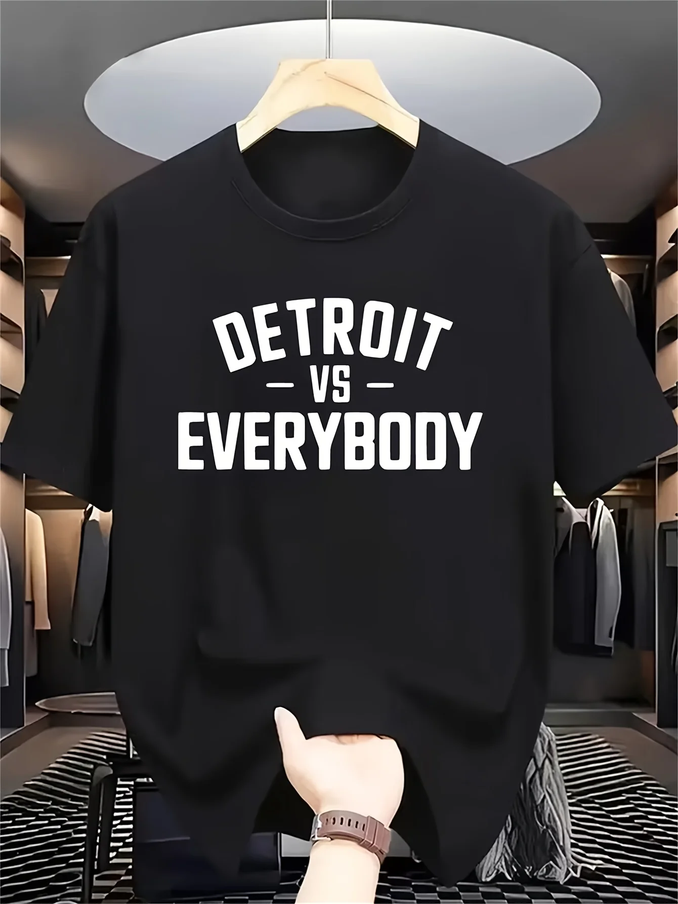 Detroit Vs All-Game Round Neck T-Shirt, Combining Street Style with Versatile Fashion