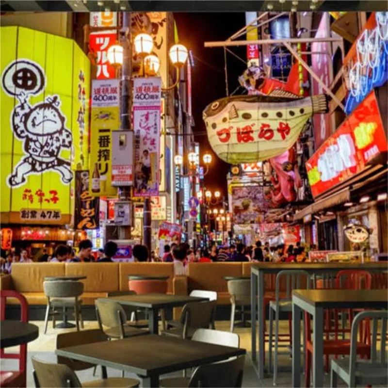 Osaka City Night View Photo Wallpaper Mural Japanese Cuisine Sushi Ramen Barbecue Restaurant Industrial Decor Wall Paper 3D