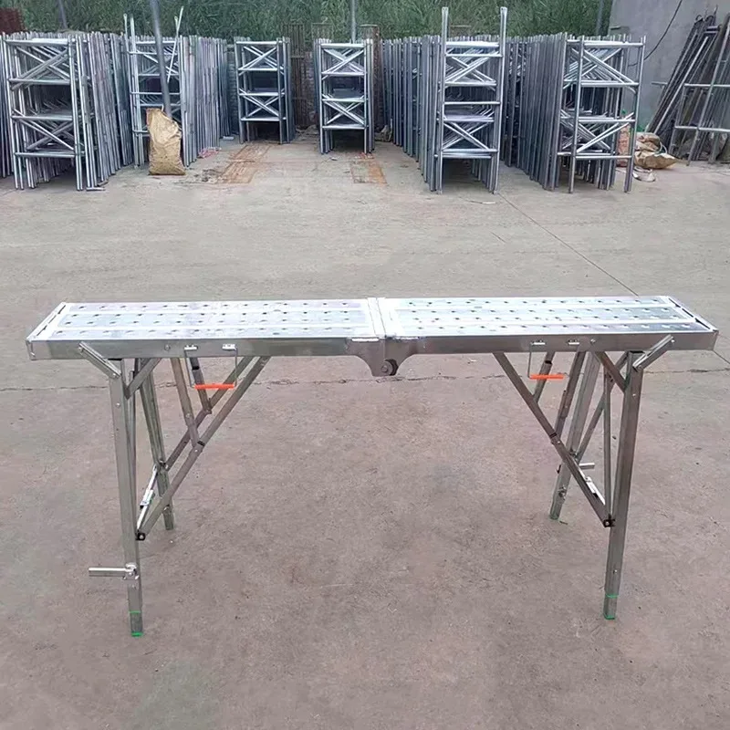 Equipamento de construção de metal moderno, extensão dobrável, andaime telescópico, plataformas de trabalho industrial com escada combinada