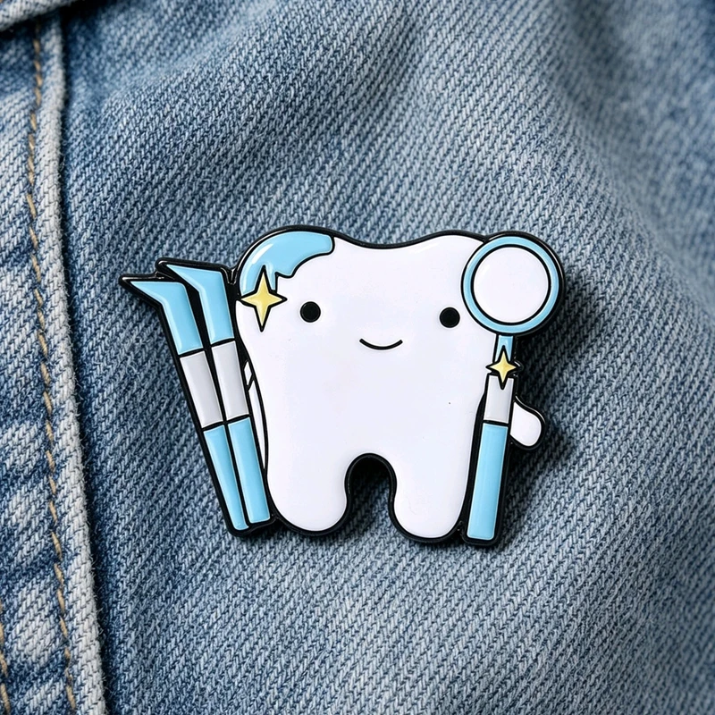 Oral Dentist Medical Metal Badge White Coat Nurse Dental Shield Medical Memorial All-match Enamel Brooch Cute Accessories