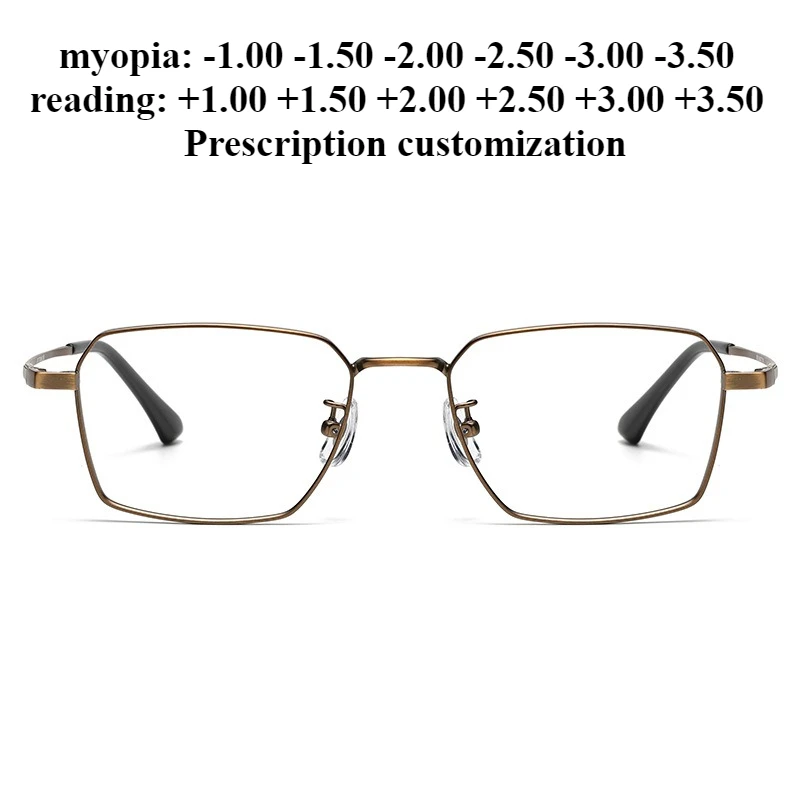 

Сверхлегкая полигональная оправа для очков для близорукости из чистого титана, 54 мм, для мужчин, большие лица, очки для чтения с блокировкой синего света