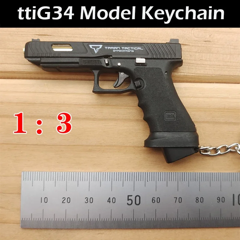 1pc 1:3 High Quality Alloy Empire Mini Metal ttiG34 Glock G17 Keychain Free Assembly Anti-stress Fidget Model Toys