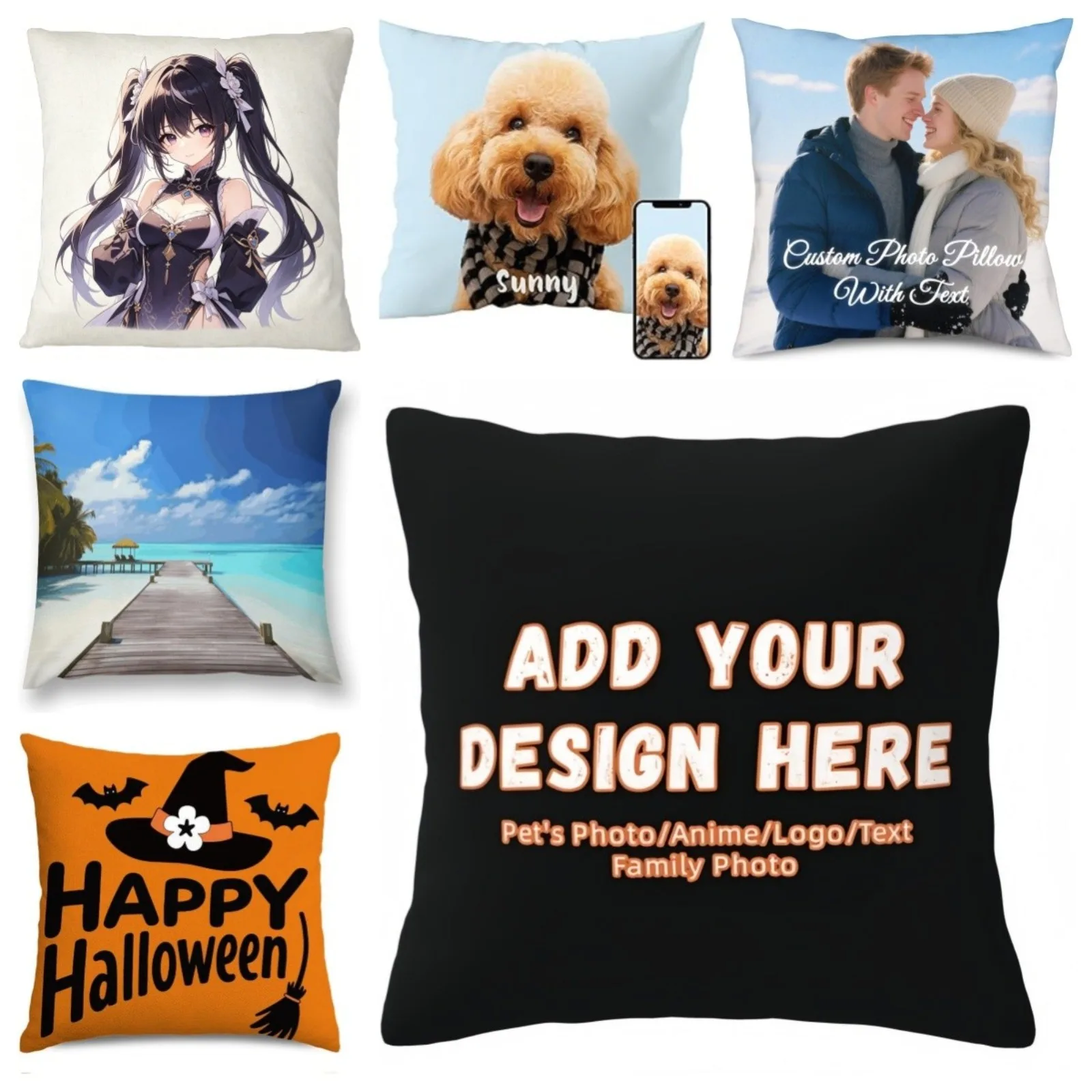 Custom Throw Pillow Covers - Double Side Same Print for Indoor Outdoor Decor