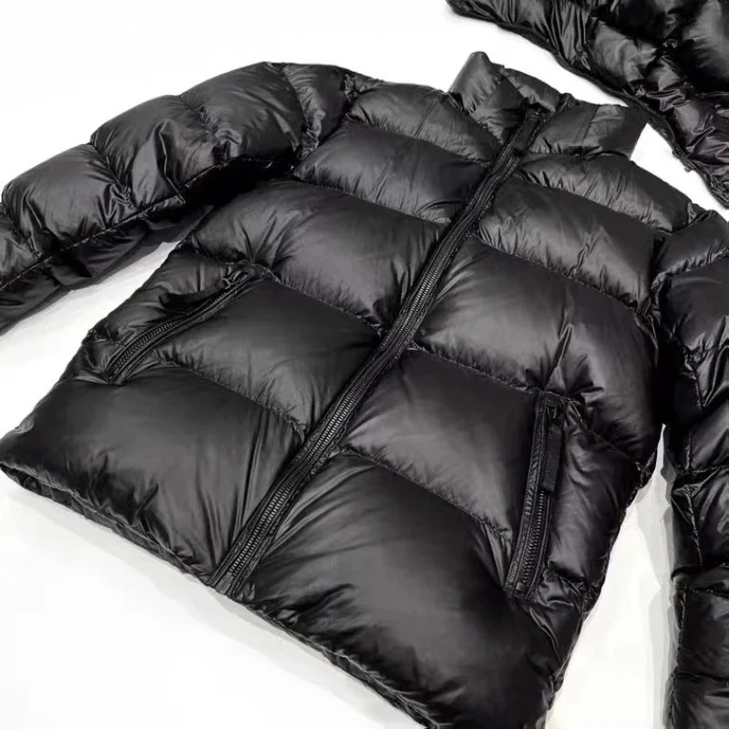 Casaco térmico à prova de vento para mulheres, jaqueta grossa Goose Puffer, branco preto dourado, tamanho solto, novo, inverno, 2024