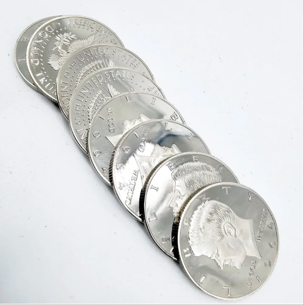 5 uds. De acero, medio dólar, primer plano, trucos de Magia, ilusiones, accesorios de Magia, trucos, accesorio de mago, Magia profesional
