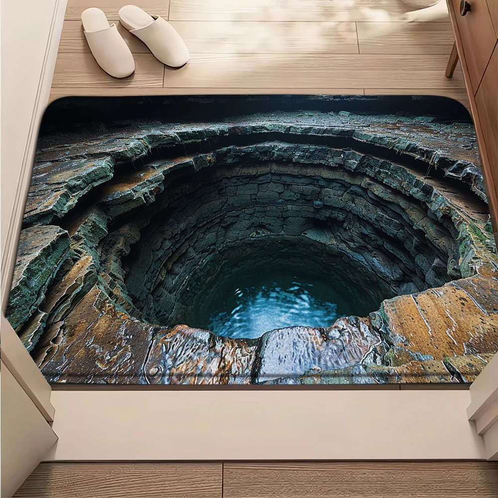 3D Visual Hole Carpet Creative Illusion Rug Bathroom Living Room Anti Slip Floor Rug Entrance Mat Home Decoration Welcome Mat