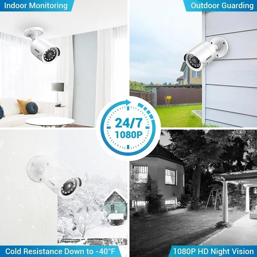 ANNKE 16CH 5MP DVR Sistema con Smart IR 30m EXIR Telecamera di sicurezza per visione notturna 2MP 1080p Sistema di telecamere CCTV cablate per il monitoraggio