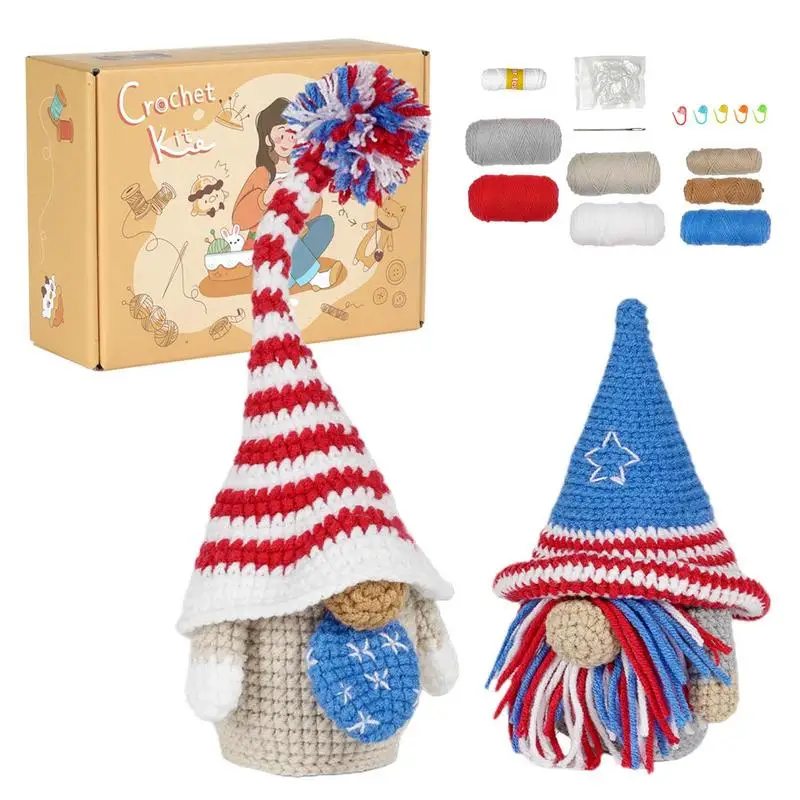 Crochet Starter Kit Knitting Step-By-Step Crochet Kit Gnome Starter Kit Portable Crochet Set With Yarn Beginner Crochet Supplies