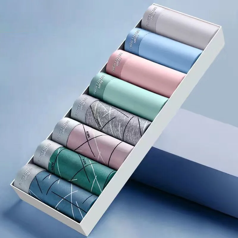 8pcs Boxers Men Boxer Underwear Ice Silk Comfortable Men's Underpants Breathable Panties thin Sexy Men BoxerShorts Plus Size 4XL