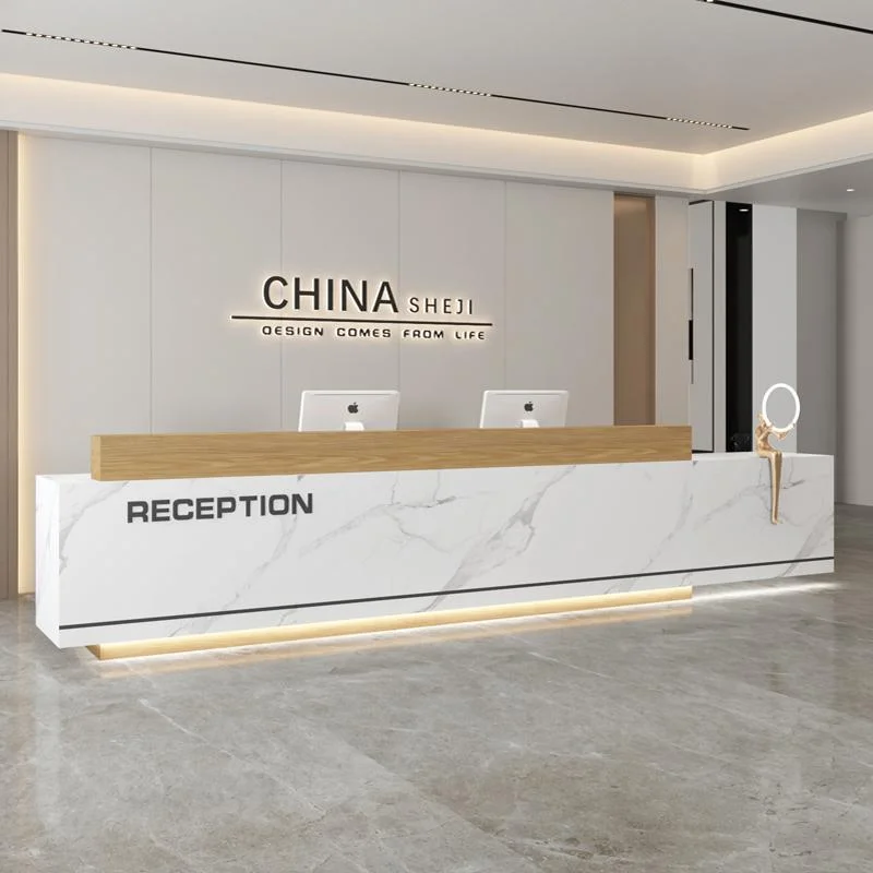 

Simple Modern Reception Desks Hotel Lobby Light Luxury Reception Desks Fashionable Retro Office Furniture Meja Penerimaan YSJDT