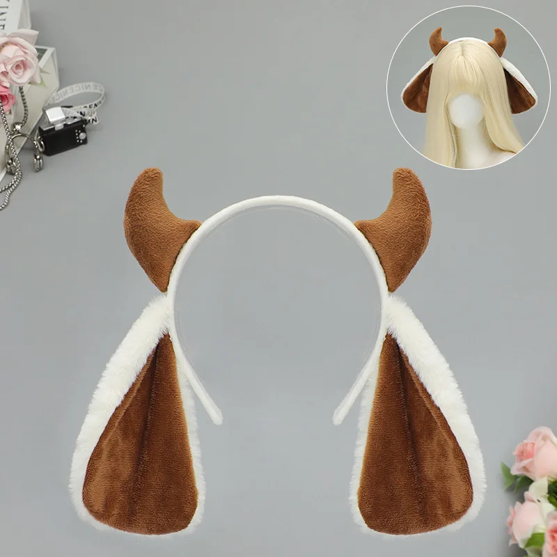 Lolita Plüsch Schaf Horn Lamm Ohr Stirnband Kawaii Kopfbedeckung Cosplay Niedlichen Tier Halloween Kostüme Requisiten Frau Haarband Geschenke – Detail 8