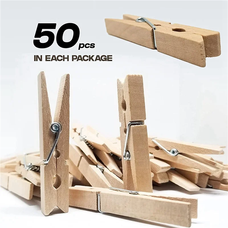 

Y17A 3X Clothes Pins Heavy Duty Outdoor With Spring, Wooden Clothespins For Crafts And Hanging Clothes On Clothesline Laundry