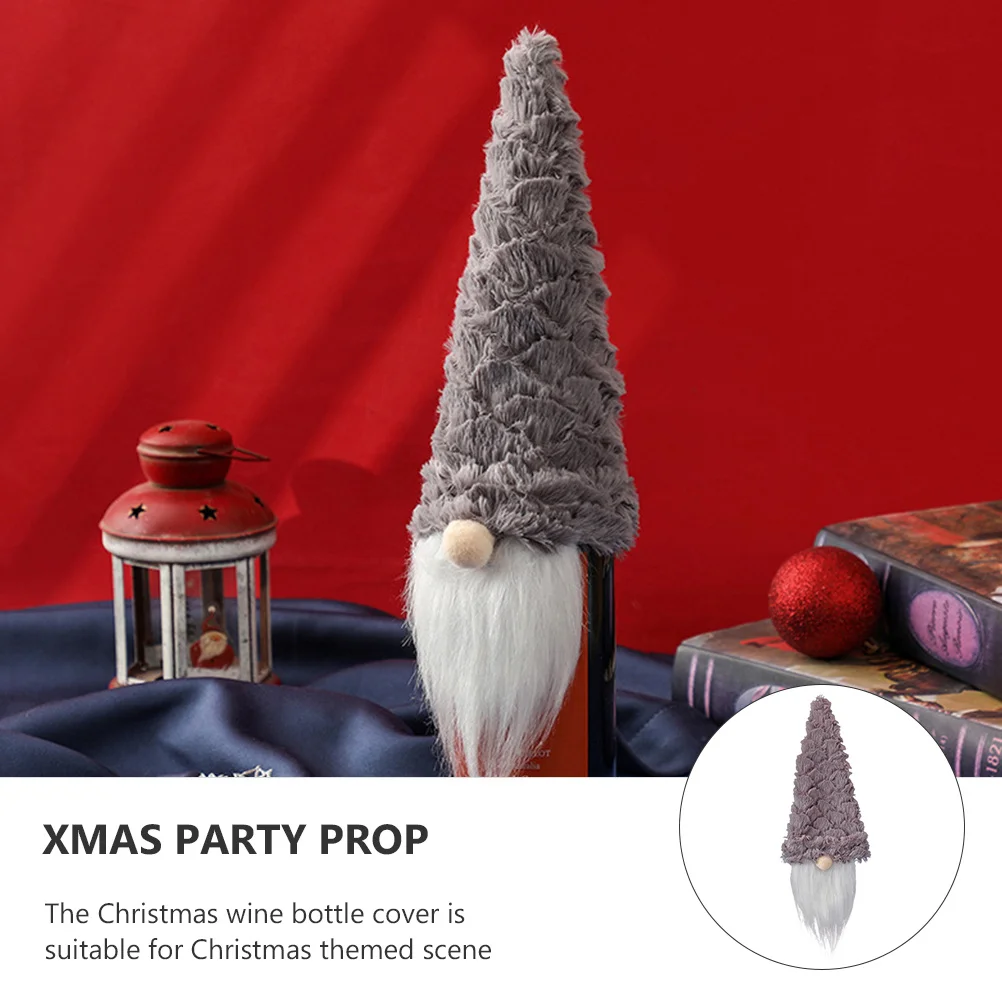 

4Pcs Xmas Gnome Bottle Covers Christmas Red Wine Party Decoration Wine Bottle Decors Xmas Party Supplies Gnome Decors
