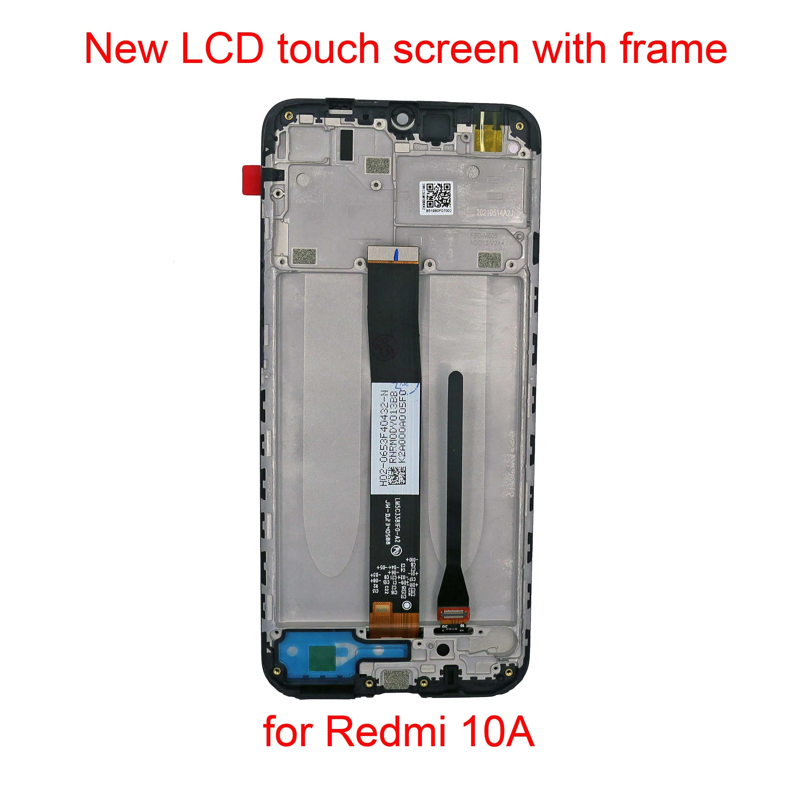 LCD Touch Screen with Frame for Redmi 10A, Digitizer Assembly Support 10 Touch Points, Snapdragon Version, New