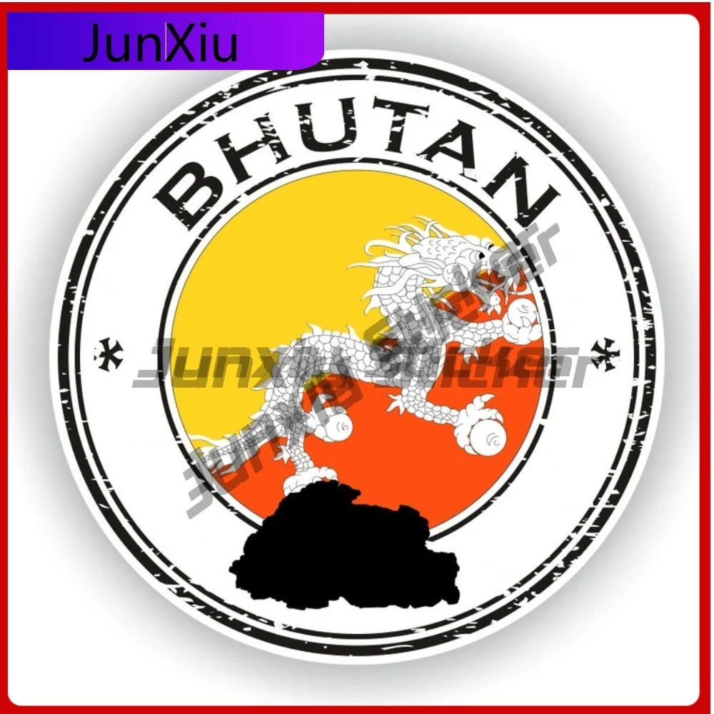 

Наклейка с печатью Bhutan, круглый флаг, креативная виниловая наклейка, водонепроницаемая декоративная наклейка для защиты от царапин, аксессуары