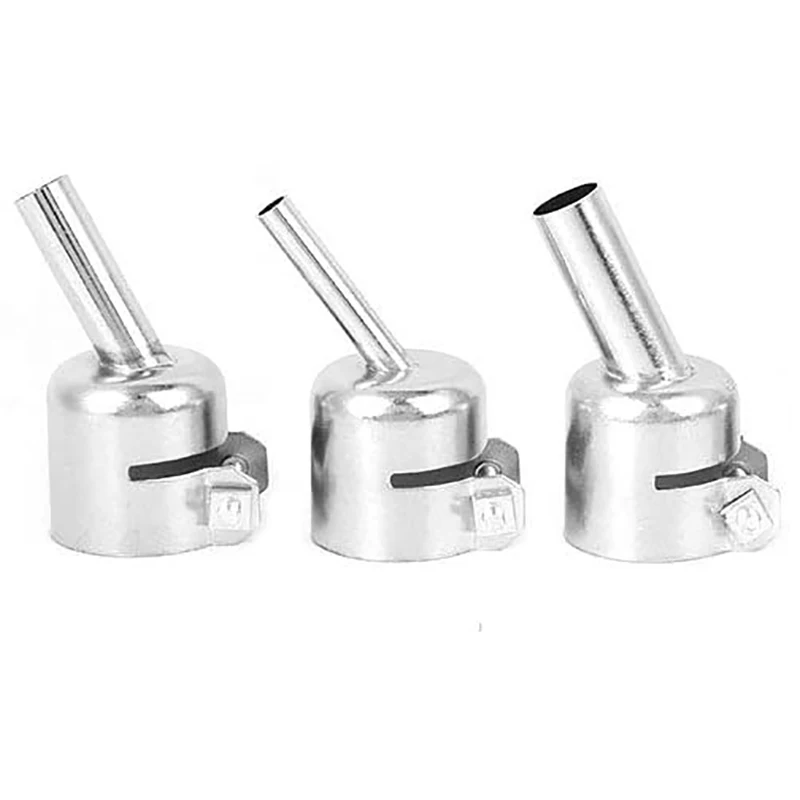 3Pcs 45 Degree Hot Air Nozzles 7/8/10mm Curved Nozzles Replaceable for 850 Hot Air Soldering Station