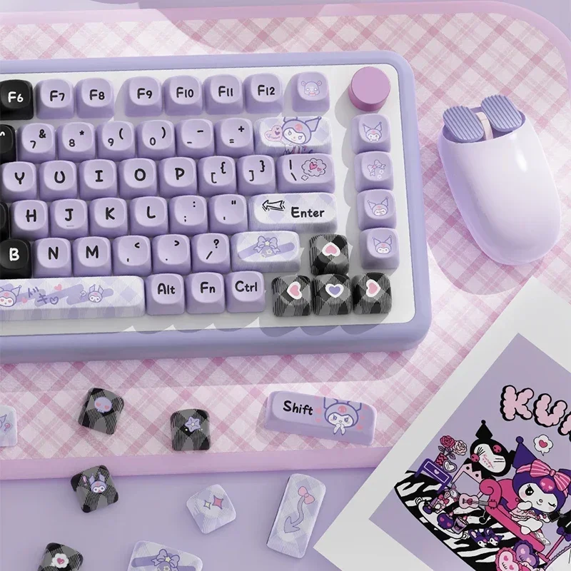 Kuromi Cinnamoroll Full Five Sided Pbt Thermal Sublimation Lovely Theme Keycap Mca  Height Adapter Mechanical Keyboard Cap