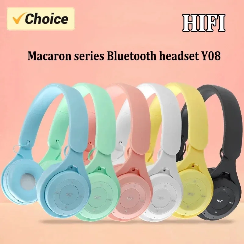 Cuffie Bluetooth Wireless Y08 originali con microfono riduzione del rumore Pc Gamer Girl Smartphone Music Sport Choice regali per bambini