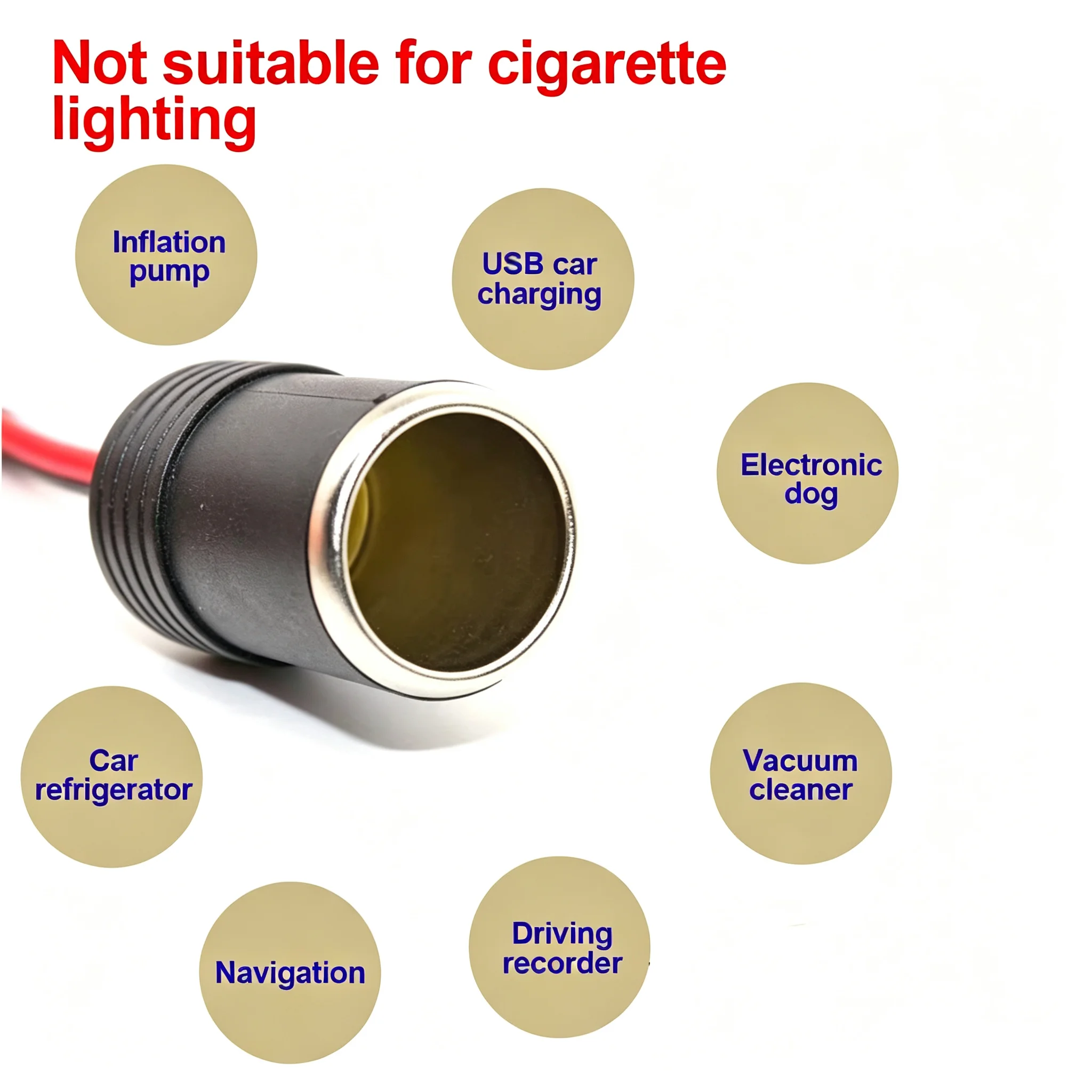 10A/15A/20A Car Mounted Cigarette Lighter Charger with 30cm Cable Female/Male Socket Plug Connector Adapter 12V-24V Universal
