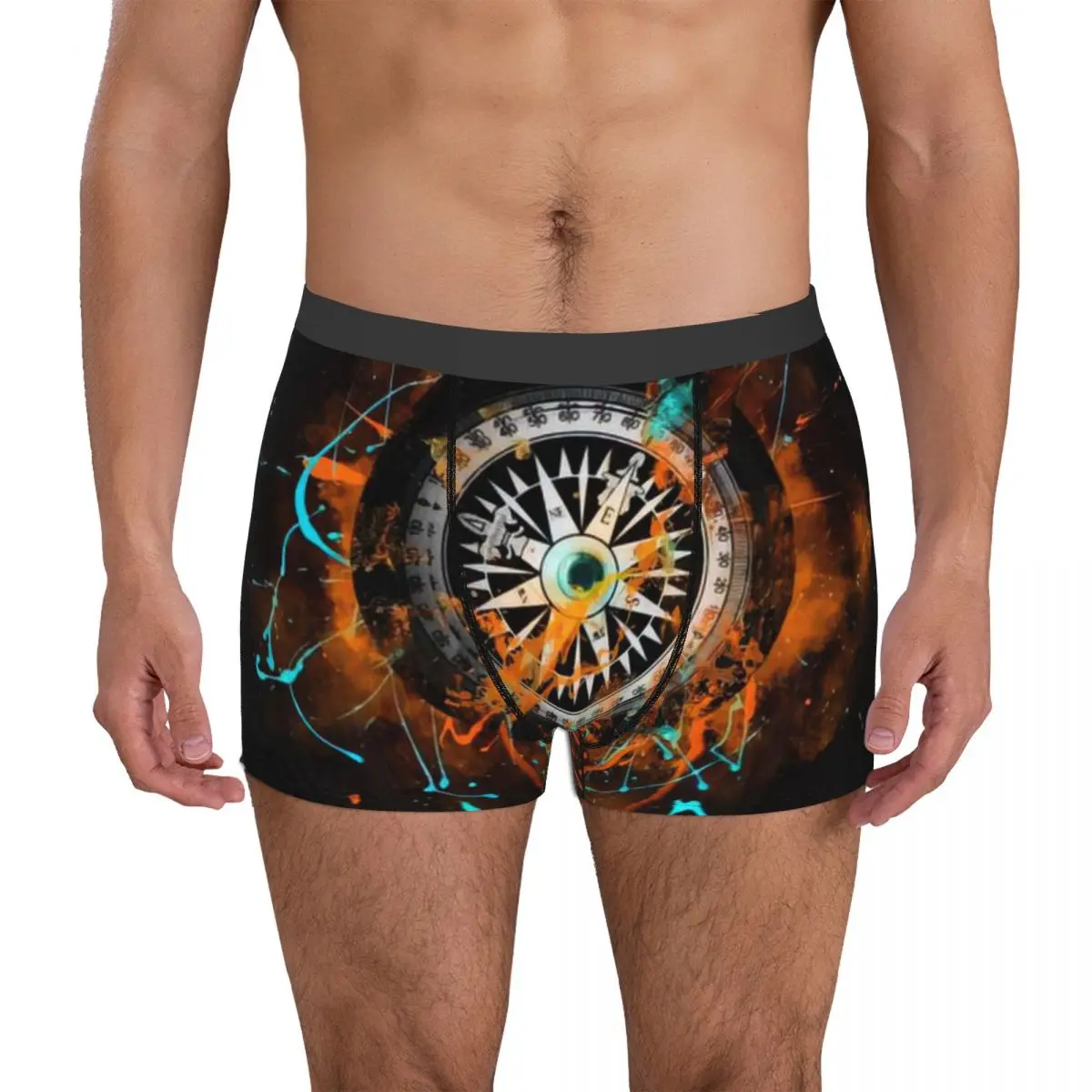 Compass Underpants Breathbale Panties Male Underwear Print Shorts Boxer Briefs