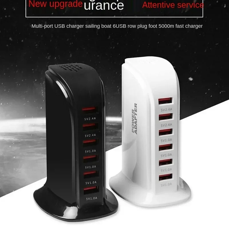 6-Port USB Schnellladegerät Tragbare Ladestation für Apple IPhone Watch Phone Wandladegerät R57