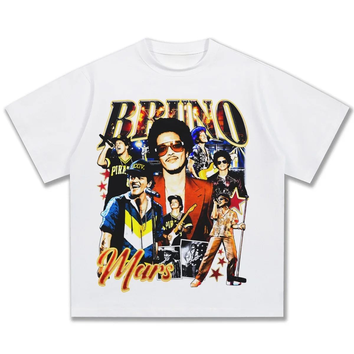 2026 Summer Bruno Mars Graphic T-Shirt Unisex Colorful Print Pop Star Fan Merch Soft Cotton Fashion Trendy Popular Casual Top