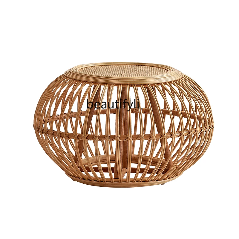 Indonesian Rattan Natural Style Hand-Woven Rattan Tea Table B & B Style Simple Rattan Art Southeast Asia