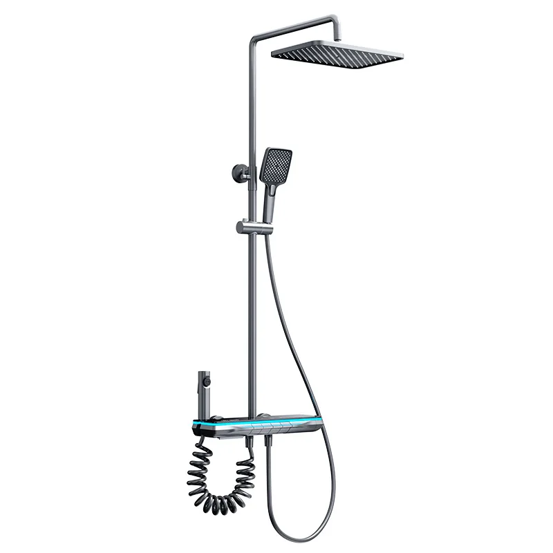 

Shower thermostatic shower set smart digital ambient light booster shower full copper bath