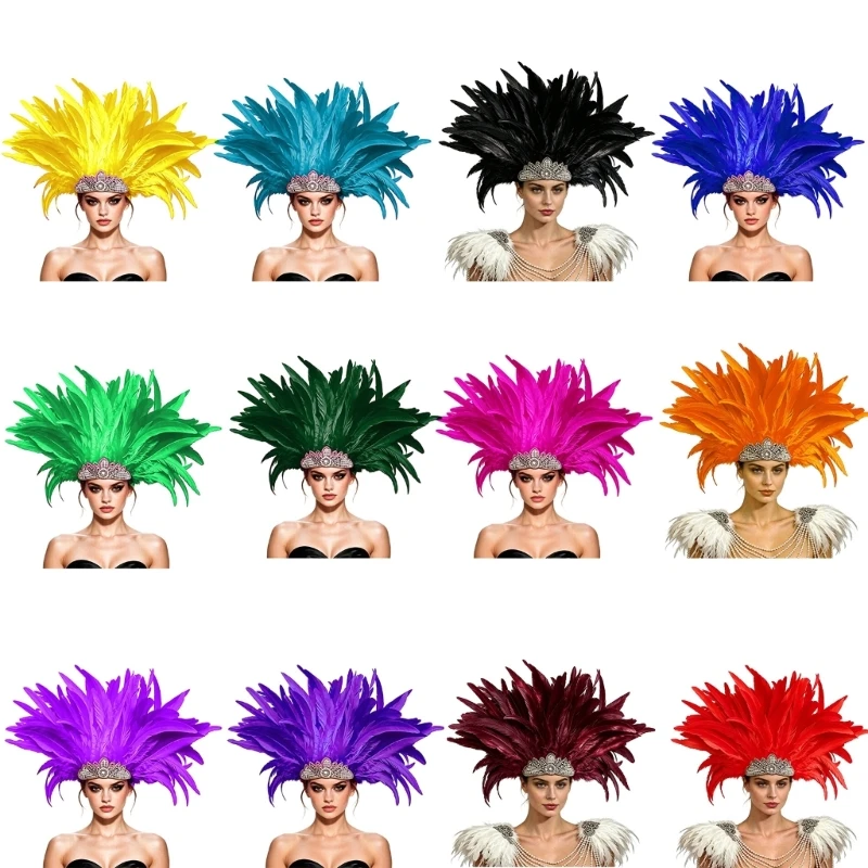 Costume Headband, Front Rhinestones Look Hairband, Full for Halloween Parties and Themed Photos Y08E
