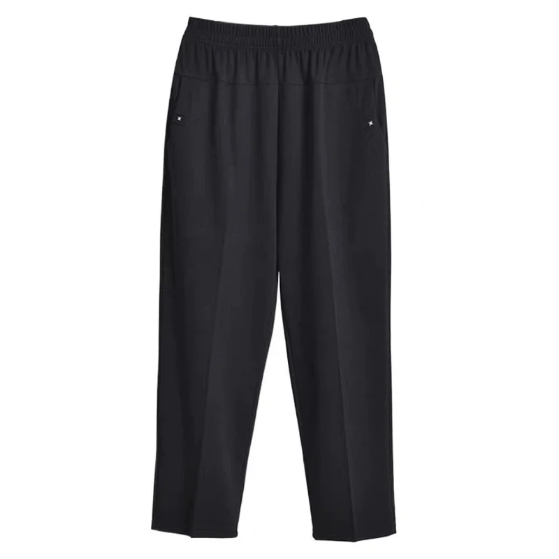 5XL 6XL 7XL 8XL Women Summer Pants 2026 New Elastic High Waist Casual Ninth Pants Middle-aged Elderly Female Straight Mom Pants