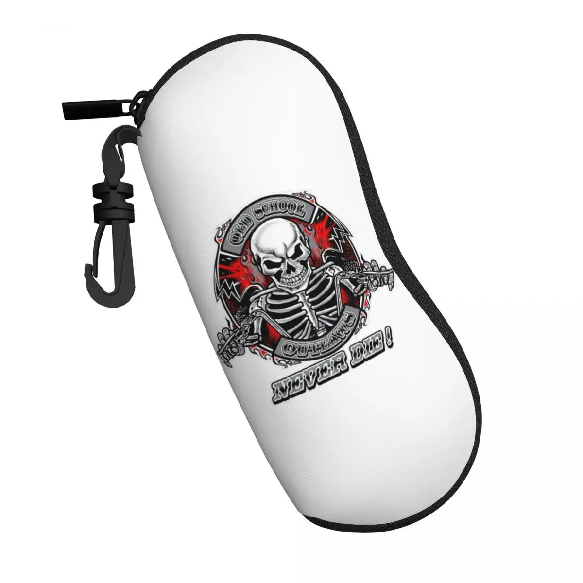 Rockabilly Rock Biker Motorcycle Skull Sunglasses Soft Case Neoprene Zipper Shell Eyeglass Case Protective Box For Glasses