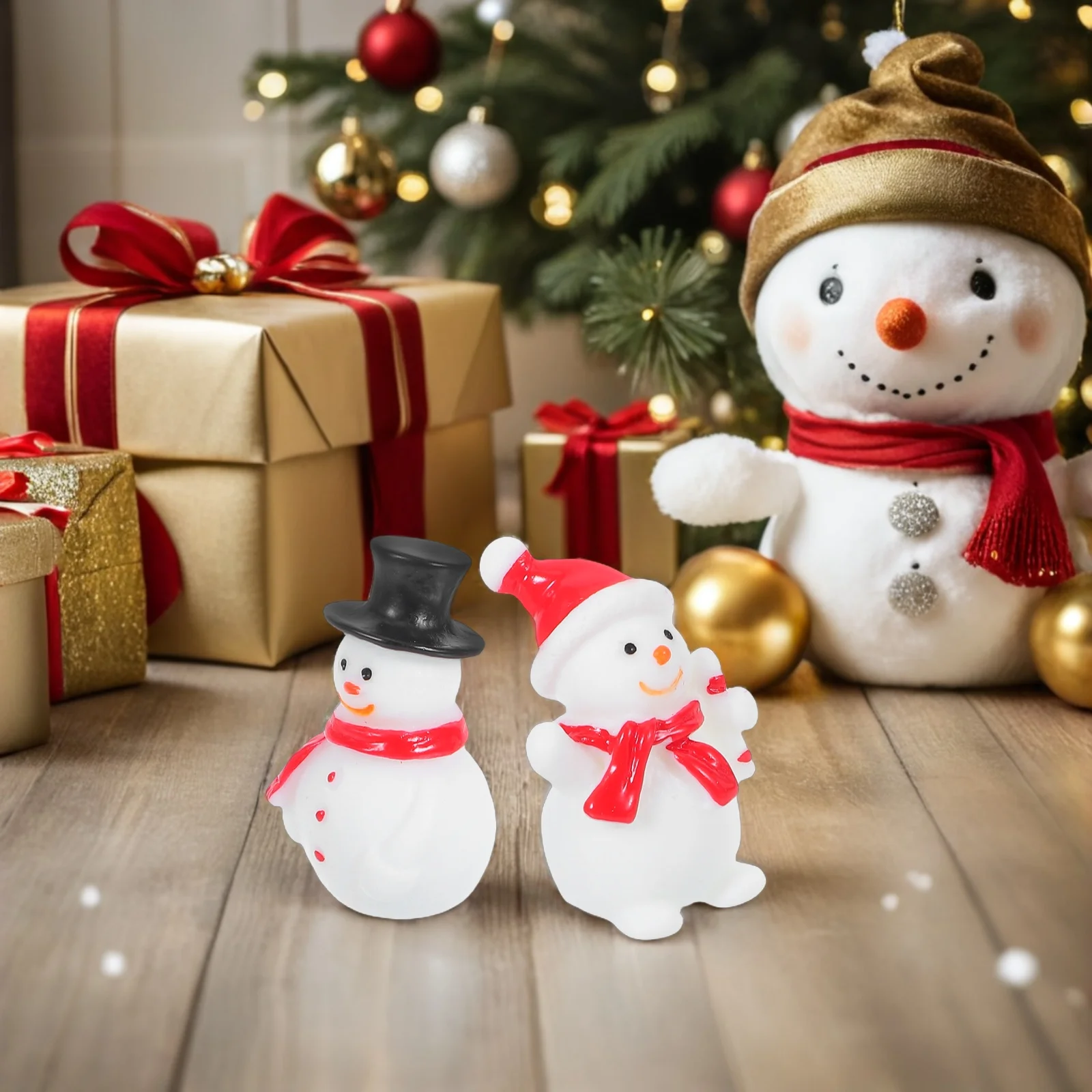 

20Pcs Christmas Decorations Mini Snowman Resin Set Festive Table Top Decor for Holiday Diorama Fairy Garden Xmas Landscape