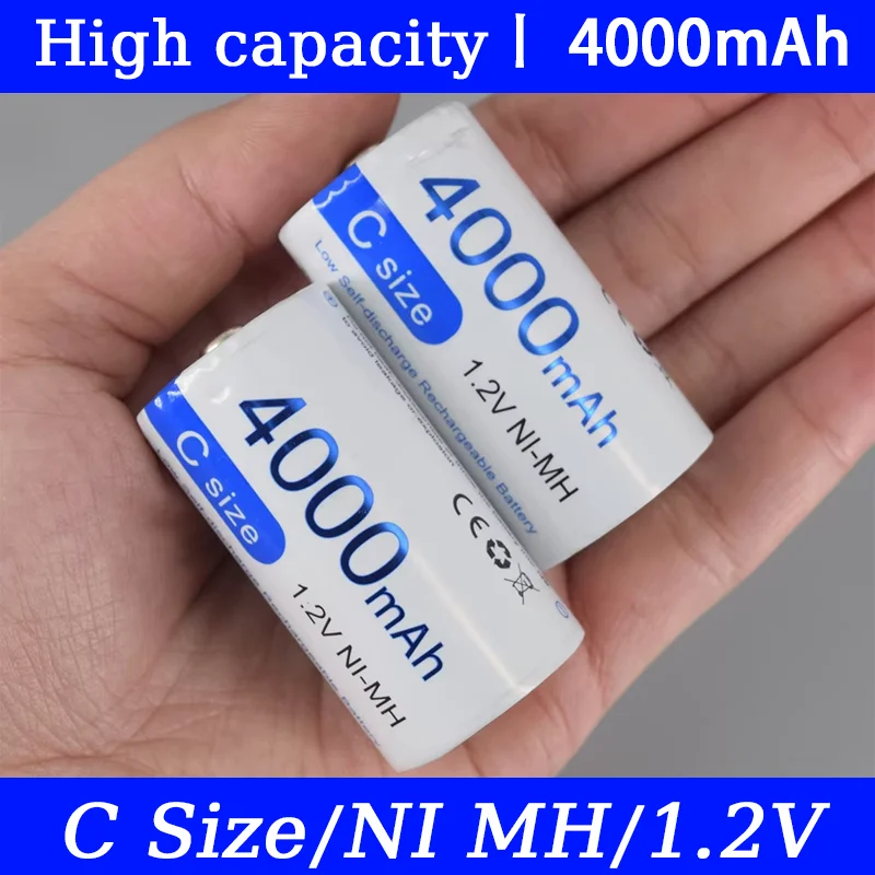 PALO 1.2V NI-MH C Size Rechargeable Battery 4000mAh R14 C Cell Type C LR14 Battery  Low Self Discharge Rechargeable C Battery