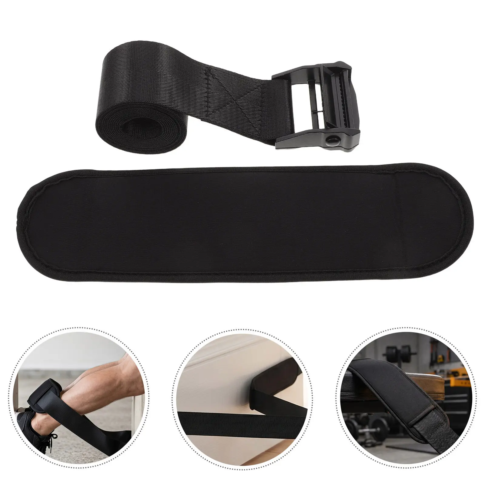 Nordic Hamstring Curl Strap 78.7 Adjustable Bench Strap Home Gym Exercise Leg Strength Training Muscle Stretch Equipment