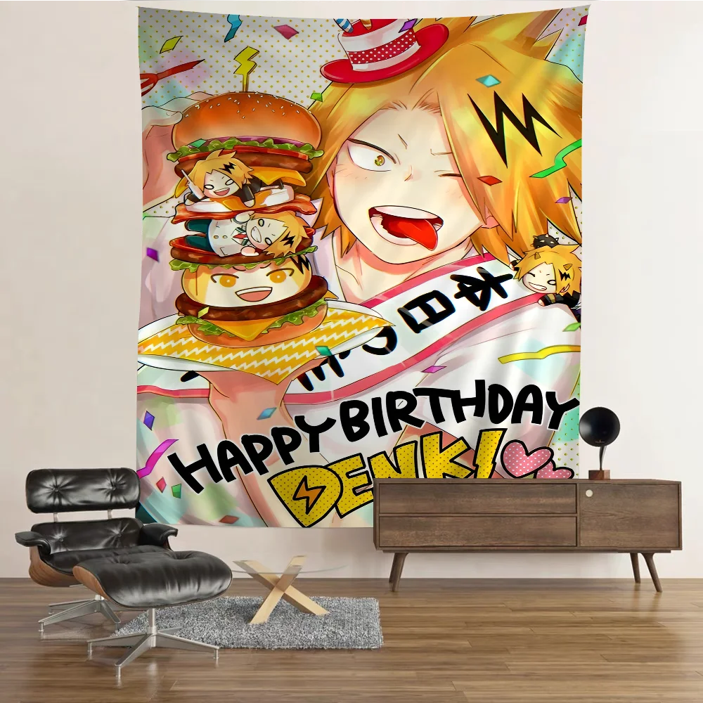 My Hero Academia Kaminari Denki Anime Tapestry Hippie Flower Wall Carpets Dorm Decor Wall Hanging Home Decor