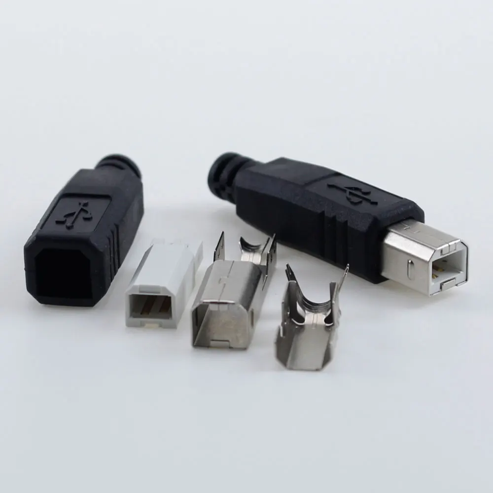 1 szt. DIY męski Port drukarki złącze adaptera USB 2.0 typ B 2 Pin gniazdo DIY wtyczka plastikowa powłoka lutownicze 4 w 1