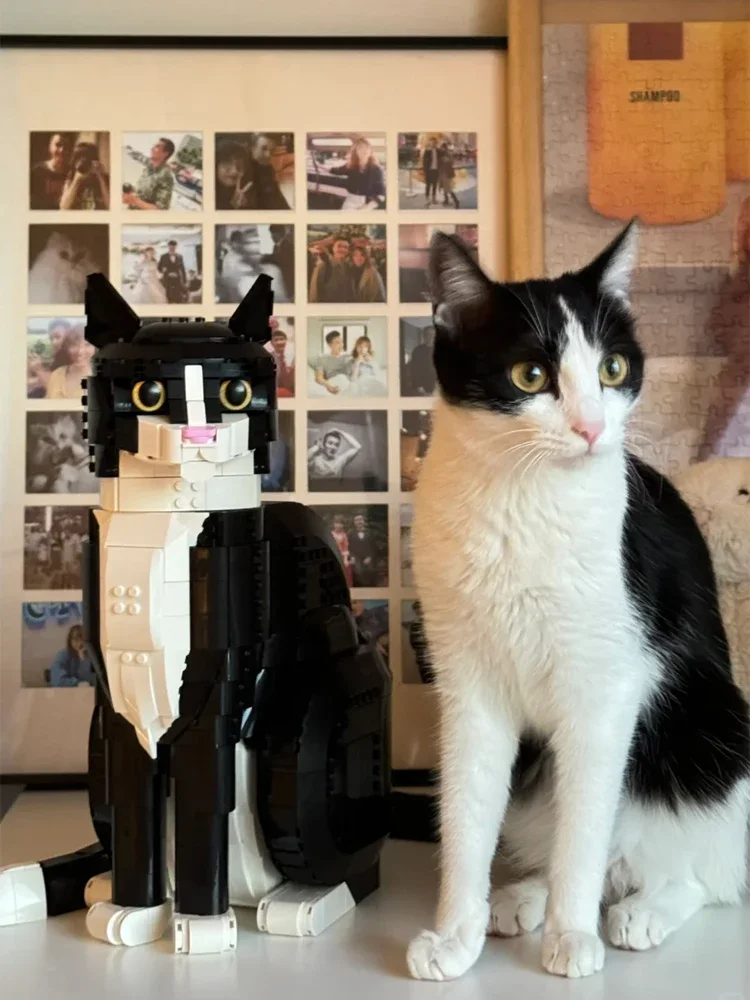 

2025 IN STOCK New Tuxedo Cat Building Blocks Creative Cartoon Animal Assembly Toy DIY Educational Puzzle Toys Gift